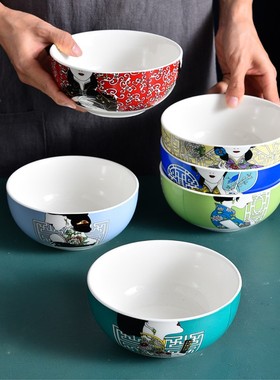 国潮旗袍陶瓷水杯碗盘子中国风菜盘沙拉盘家居装饰水果盘饰品摆件