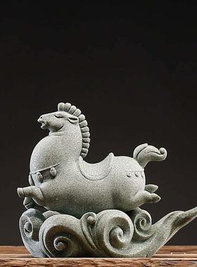 创意青砂石十二生肖马精品茶宠摆件国潮风家居客厅桌面鱼缸装饰品