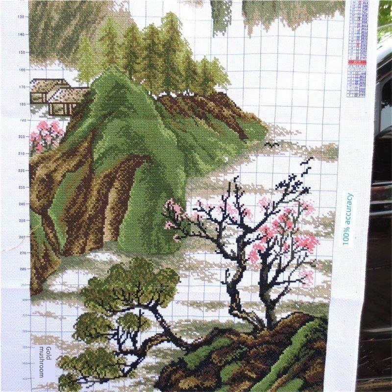 纯手工十字绣成品春山欢声笑语迎人垂版山水山水客厅入口画有好绣,淘宝优惠券,粉丝福利购,淘宝优惠卷