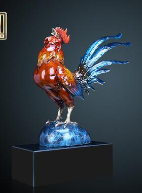 全铜大公鸡摆件新中式金鸡报喜大吉大利客厅玄关办公室装饰工艺礼