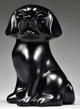 黑色木质狗摆件实木雕刻十二生肖实木狗吉祥物家居装饰红木工艺品