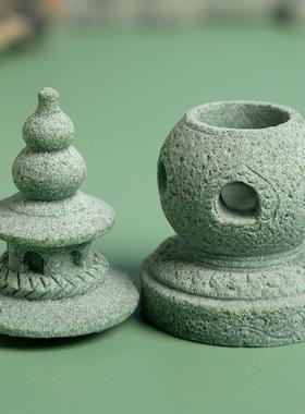 三潭印月小石塔中式宫灯彷古摆件鱼缸造景微景观假山盆景小装饰