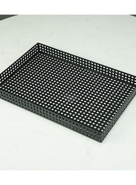 现代简约托盘金属长方形黑色客厅茶几茶盘杯盘家居装饰收纳盘摆件