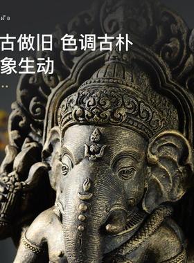 异丽东南亚风格大象摆饰泰式象鼻神像客厅玄关象神桌面装饰工艺礼