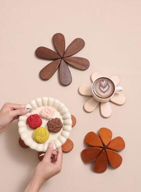 高端圣诞树保温垫桌装饰家居创意树全实木防烫折叠茶垫