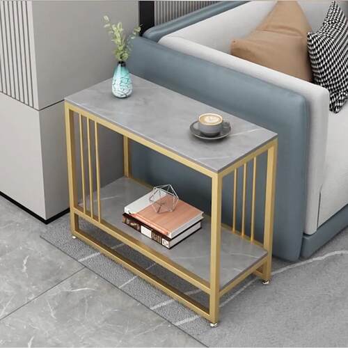 轻奢边几侧边柜岩板小茶桌客厅家用简约现代角几阳台置物架鱼缸架 - 图3