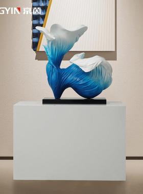 现代艺术花型雕塑装饰品样板房酒店大堂落地装置创意家居玄关摆件