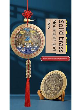 全铜山海镇摆件户外八卦图八卦镜凸面镜门室内挂件山海镇天官福