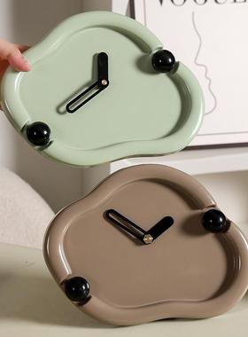 客厅时钟创意时钟装饰入口门入口电视柜时钟桌面装饰品小众高端感