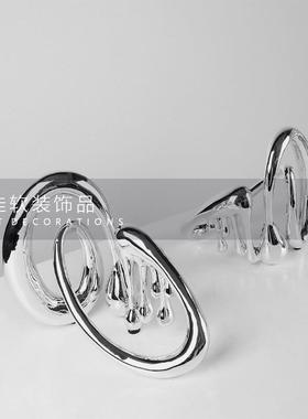 现代简约抽象样板间售楼处客厅书房树脂电镀家居创意软装饰摆件