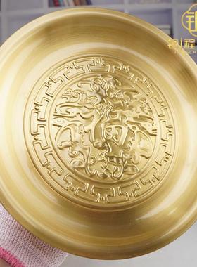 供盘家用上供佛前仙家财神爷供果盘莲花纯铜黄铜具佛堂贡盘小果盘