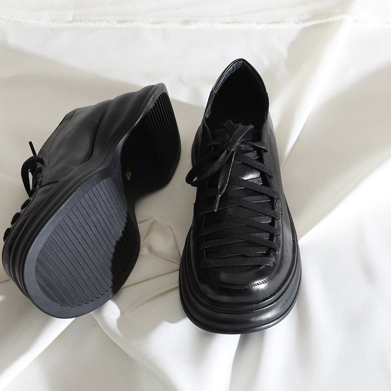 莲花府邸2025春季复古单鞋英伦圆头深口系带女鞋舒适休闲厚底牛皮,淘宝优惠券,粉丝福利购,淘宝优惠卷