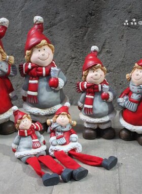 陶土彩绘情侣欧式创意家居装饰摆件 复古美式乡村古董吊脚娃娃