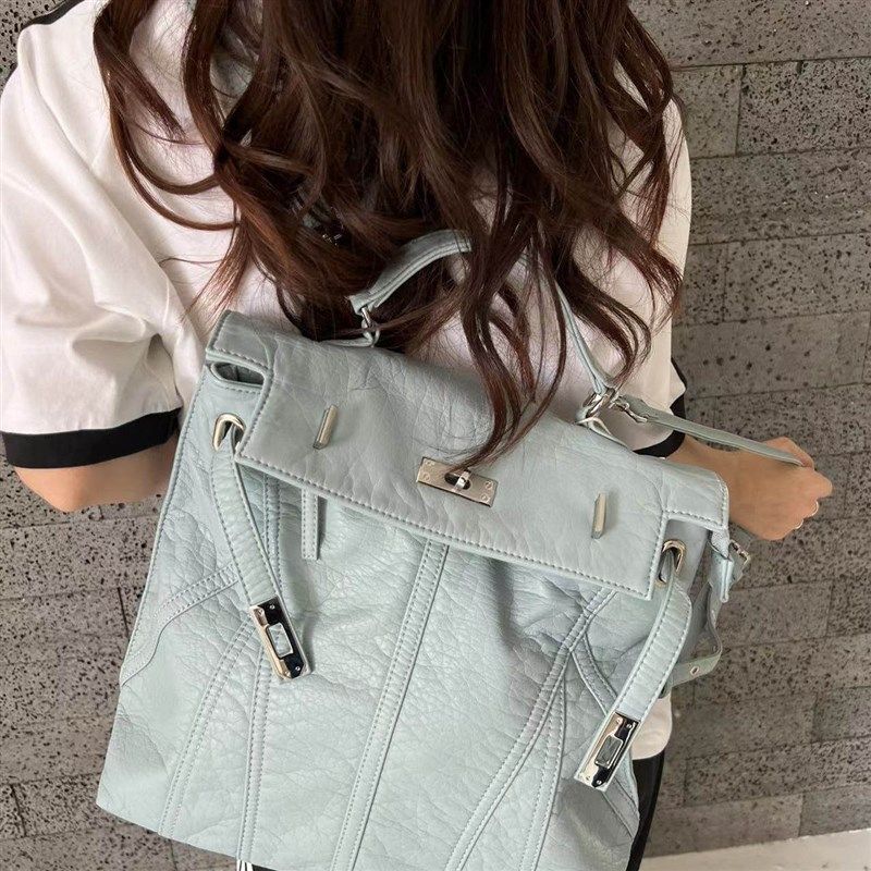 小众设计2025新款凯莉双肩背包软皮锁扣真皮手提斜挎包通勤电脑包,淘宝优惠券,粉丝福利购,淘宝优惠卷