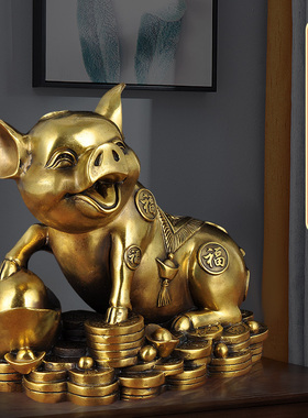 铜猪摆件招财猪金猪店铺开业礼品办公室收银台家居客厅装饰工艺品