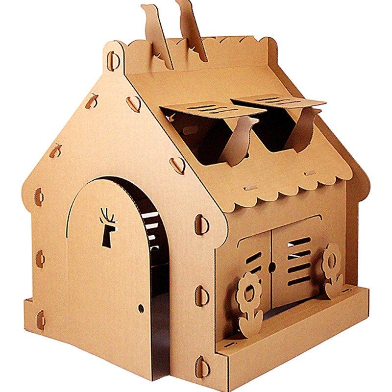 幼儿园拼装玩具纸板房树屋儿童手工玩具纸箱立体拼图DIY蘑菇小屋,淘宝优惠券,粉丝福利购,淘宝优惠卷