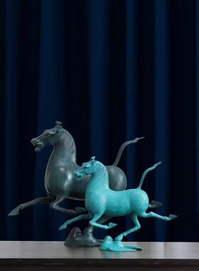 青铜器铜马摆件生肖马踏飞燕工艺品马到成功仿古摆件铜奔马开业礼