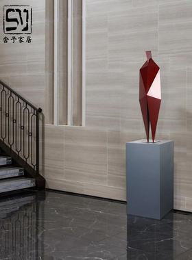雕塑摆件北欧客厅电视柜落地玄关高级软装饰轻奢不锈钢金属抽象人