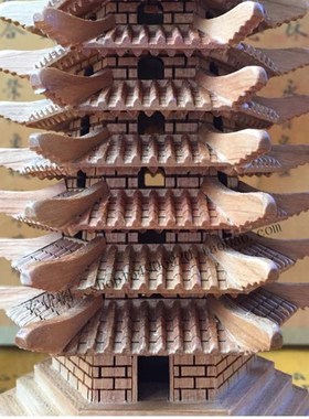 风生水起堪舆摆件深度雕刻桃木文昌塔办公书桌书架工艺品学生礼物