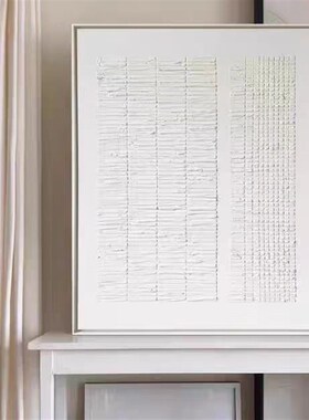 手绘油画客厅极简艺术挂画肌理餐厅白色抽象玄关高级感装饰画
