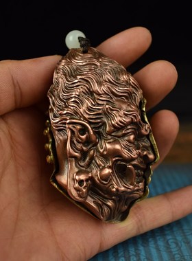 全铜实心佛魔一念之间手把件随身盘玩佛头挂绳文玩男士解压工艺品