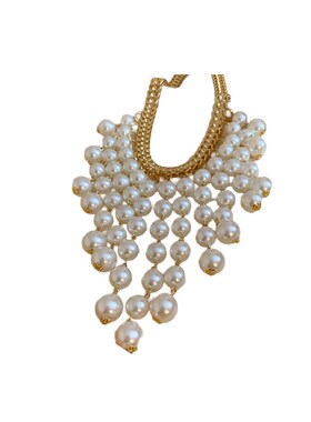 法式轻奢字母珍珠流苏项链小众创意设计感锁骨链气质宫廷风饰品女