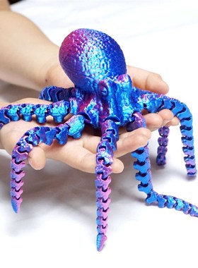 3D打印玩具模型章鱼关节可动网红成品雕塑摆件手办动物装饰工艺品