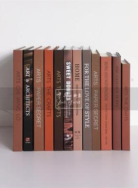 现代简约样板房装饰仿真书摆件售楼处客厅书柜玄关层架摄影道具书