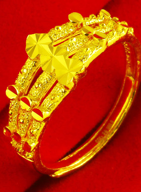 黄金戒指9999足金女款心形多层纯金食指环素金首饰送老婆按克