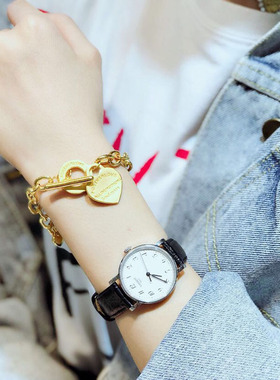 新款3D硬金黄金手链999足金爱心女款时尚潮流手链OT扣金手链