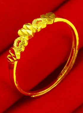 黄金戒指9999足金女款心形素圈真金指环纯金首饰送女朋友按克