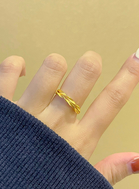 5G新款黄金麦穗戒指999足金活口可调节指环时尚简约纯金戒子女款