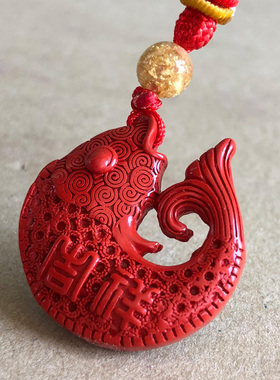复古鱼跃龙门学生事业吊坠红朱砂吉祥如意古风挂坠鲤鱼添贵项链