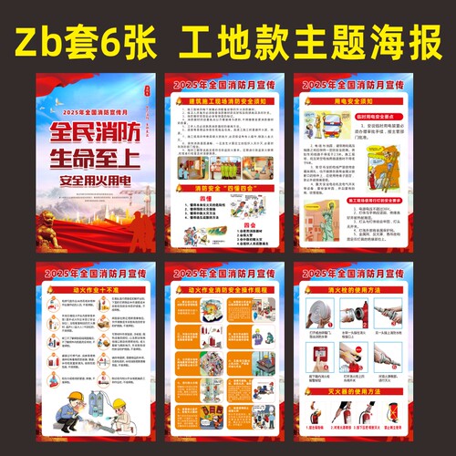 2025年消防月海报主题宣传贴企业工厂车间119消防日安全知识墙贴 - 图3