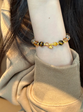 金玉满堂天然黄水晶金虎眼手链女款手串送闺蜜女友礼时尚轻奢简约