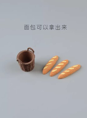 可爱仿真法棍啃桌面微景观摆件