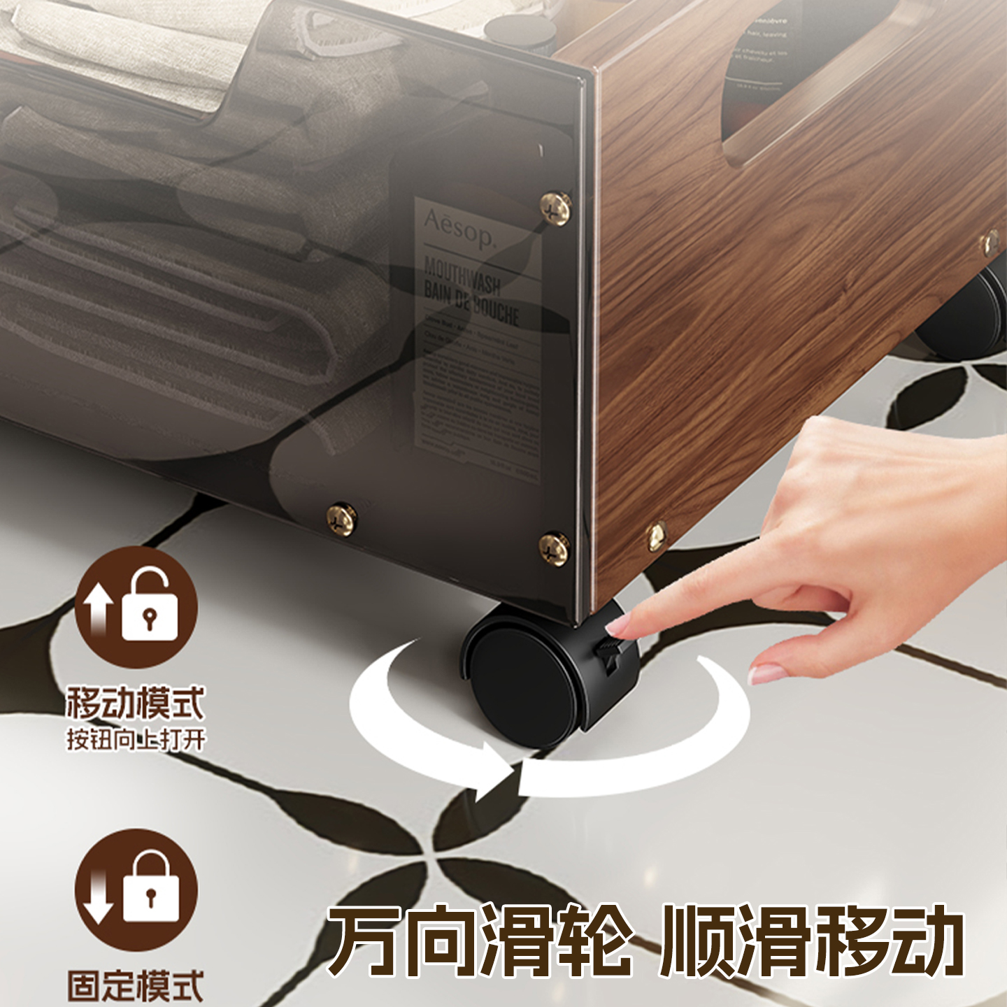 浴室柜下置物架洗漱台底下脏衣篮可移动卫生间放洗衣液沥水收纳箱 - 图2