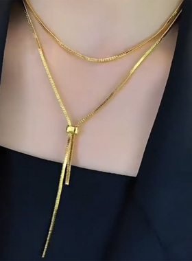 简约超长款抽拉项链女轻奢高级感多戴式毛衣链小众百搭气质锁骨链