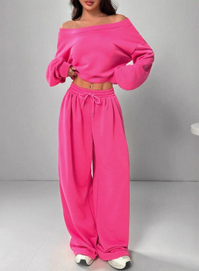 women's autumn winter fashion top, slim fit casual pants set