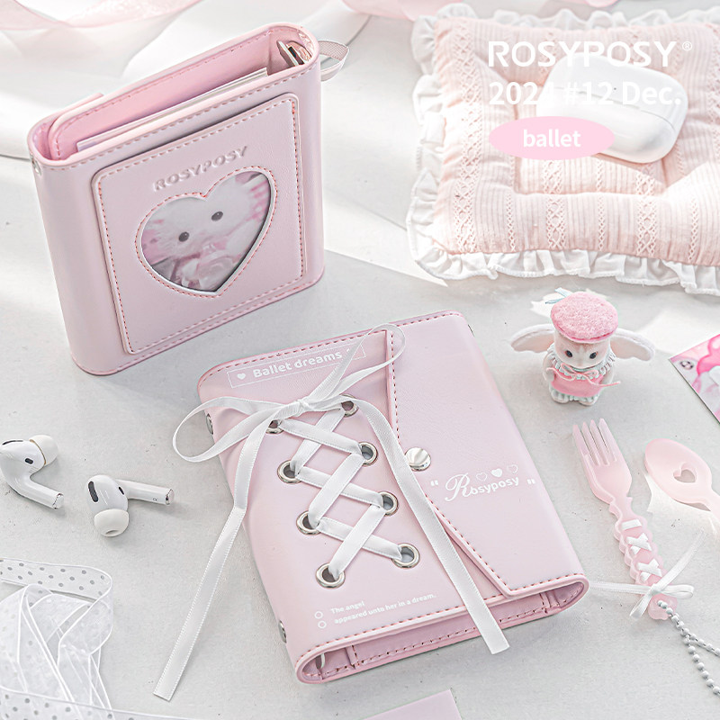 「新色粉白！芭蕾绑带M5」ROSYPOSY柔设手帐本子皮活页A7迷你ins,淘宝优惠券,粉丝福利购,淘宝优惠卷