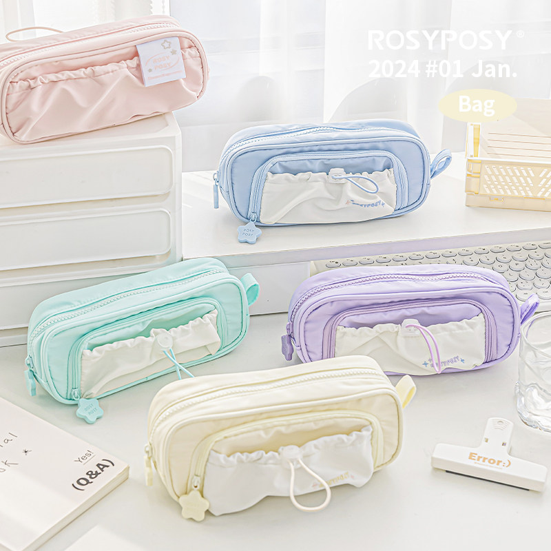「奶油星星色！抽绳笔袋结构战士」Rosyposy柔设ins收纳文具学生,淘宝优惠券,粉丝福利购,淘宝优惠卷