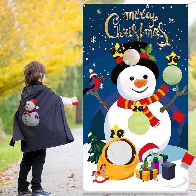 圣诞节沙包投掷游戏 花园装饰布置雪人圣诞树旗帜Christmas Flags - 图2
