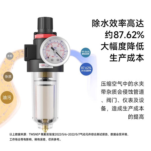 官方TWSNS台湾山耐斯气动有限公司油水分离器气源单联件AFR2000 - 图0