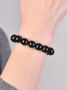 【配送证书】天然乌金黑曜石手串