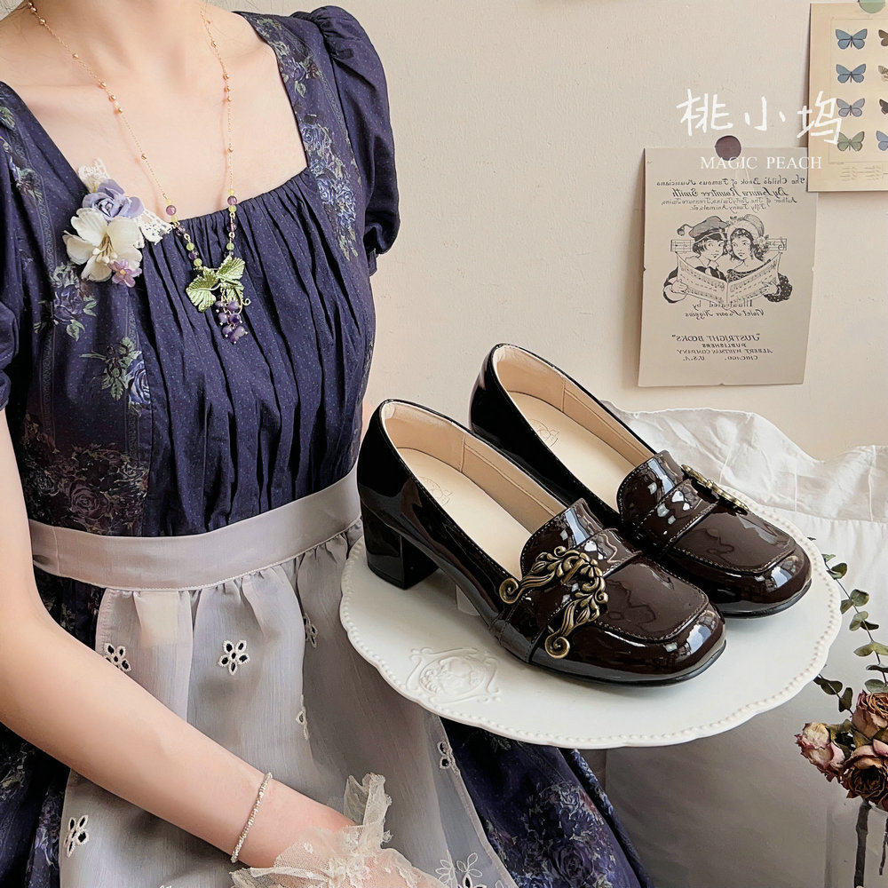 现货锦瑟原创复古JK制服鞋学生鞋高跟鞋女通勤优雅学院风桃小坞,淘宝优惠券,粉丝福利购,淘宝优惠卷