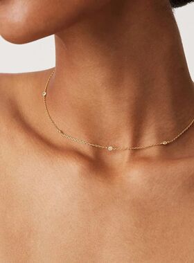 K Gold Plated Station Necklace Silve Plated Diamond
