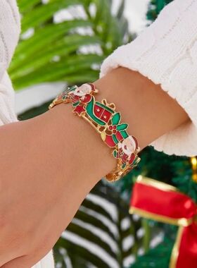 Ceative Multicolo Chistmas Enamel Bacelet Reindee Santa