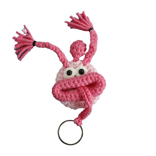 Cartoon Cute Hand-woven Sausage Mouth Key Bag Wool - 图3