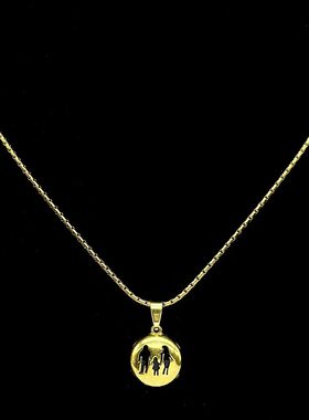 Family Hand In Hand Chain Women Men Stainless Steel Gold