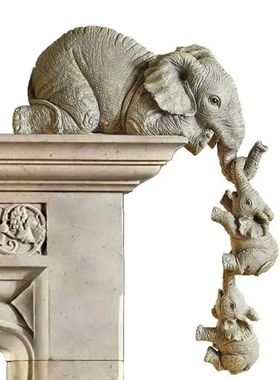 3 Pcs/set Cute Elephant Hug Baby Doll Resin Handicraft